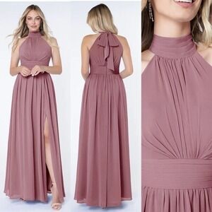 AZAZIE IMAN Vintage Mauve A-Line Ruched‎ Chiffon Dress A2 Bridesmaid